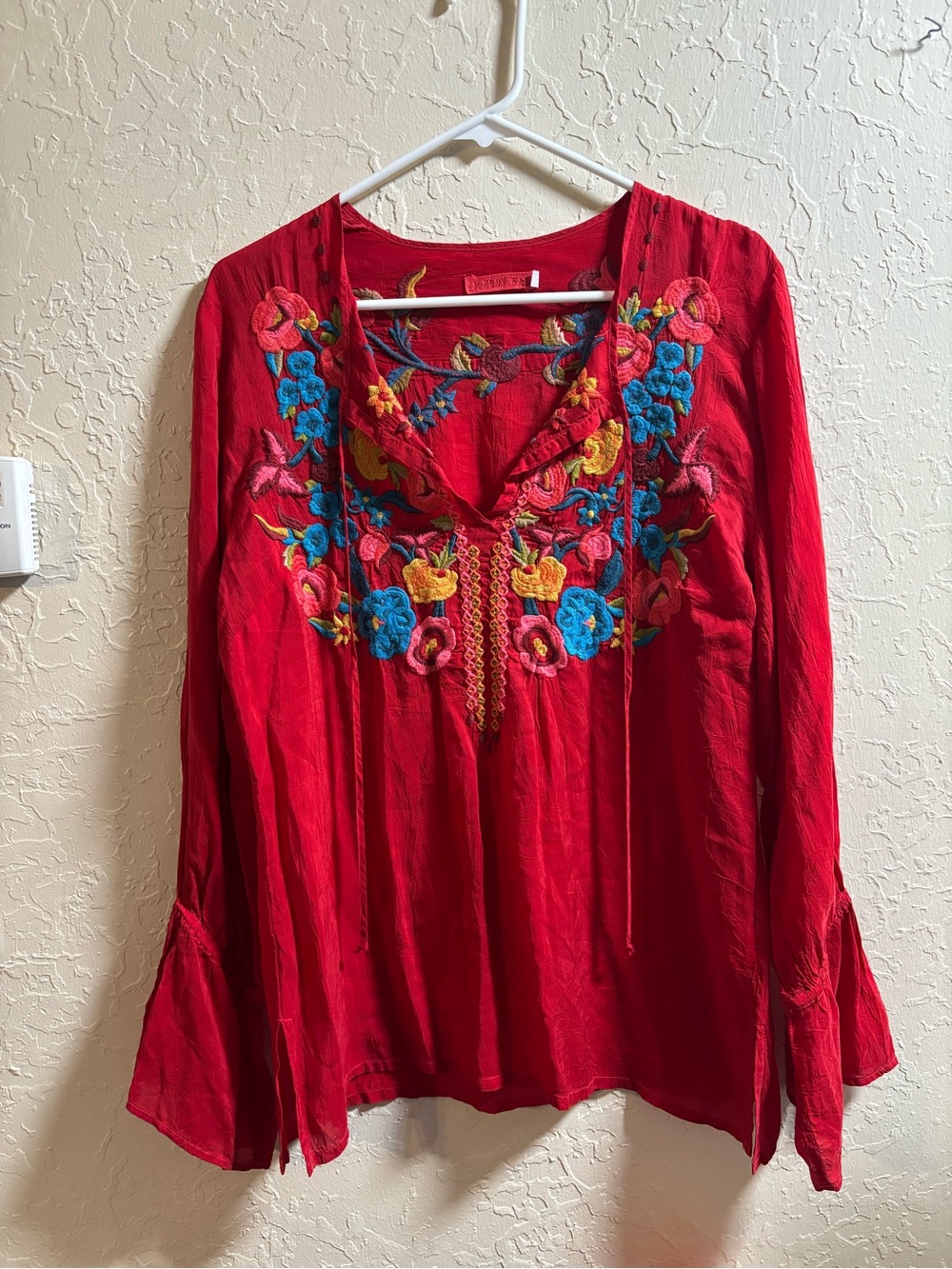 Johnny Was Red Embroidered top